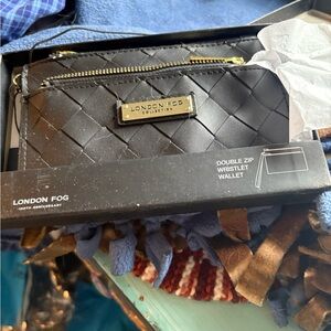 London Fog Quilted Black Wristlet Wallet